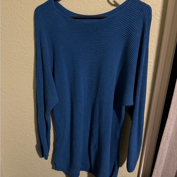 J. Jill Vibrant Blue Crew Neck Oversized Sweater - Picture 3 of 4